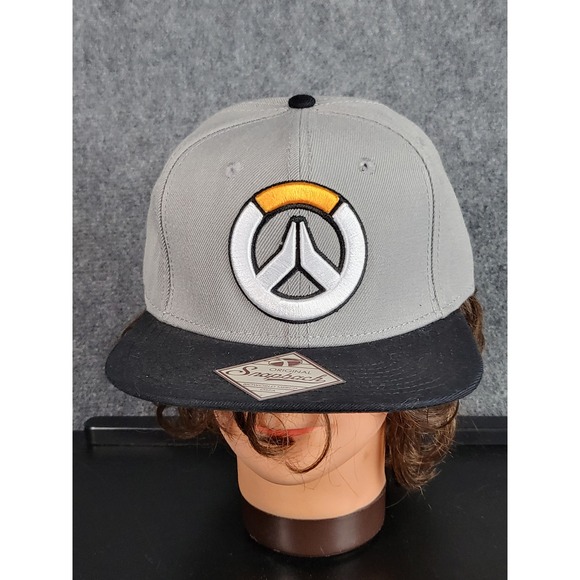Bioworld Overwatch Snapback Hat Embroidered Logo Gray Black OSFA Sticker‎ Gamer - Picture 1 of 10